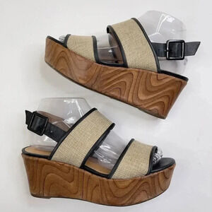 SCHUTZ Black and Tan Platform Sandals